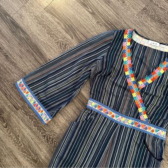 LAIA Multicolor Striped Embroidered Long Sleeve Romper - Picture 3 of 10